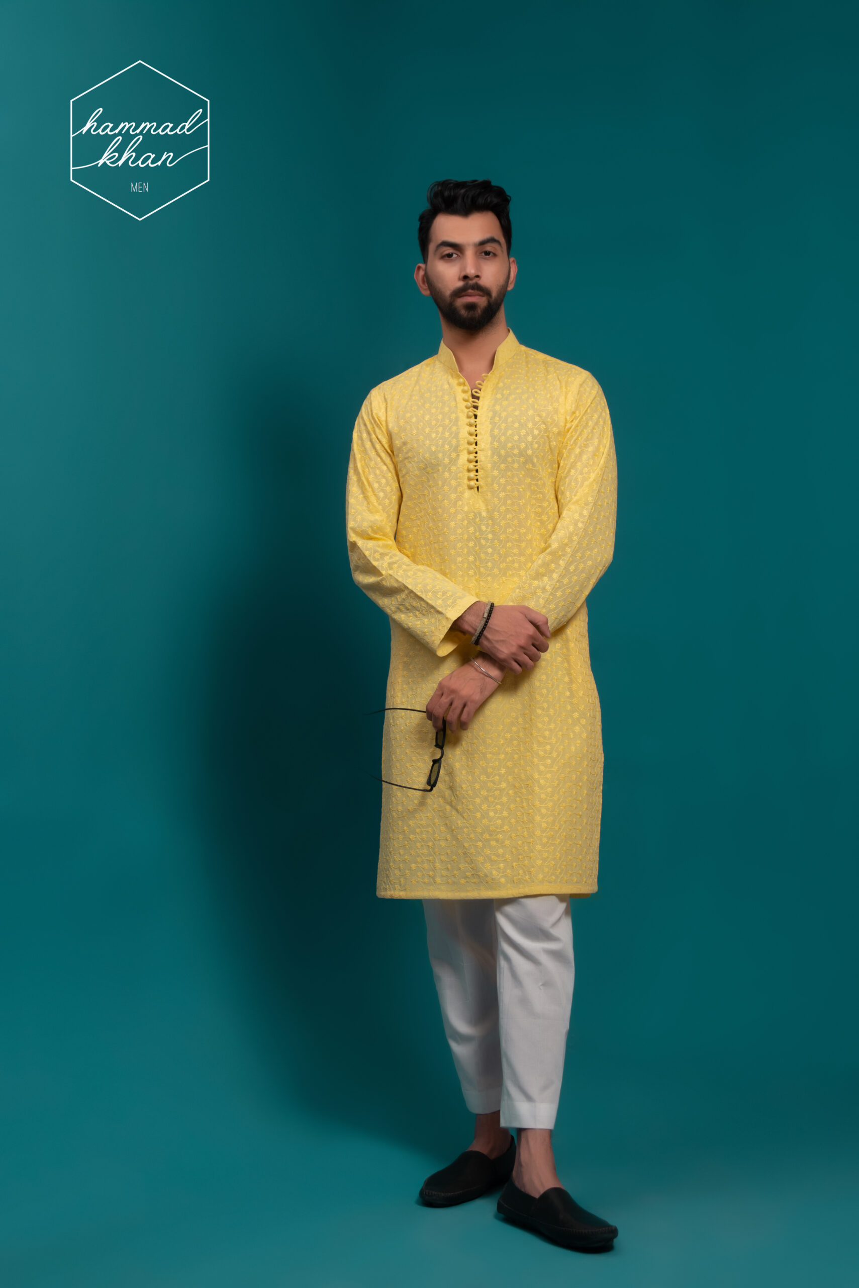 Light Yellow Chikankari Hand Embroidered Cotton Long Kurta main image 1