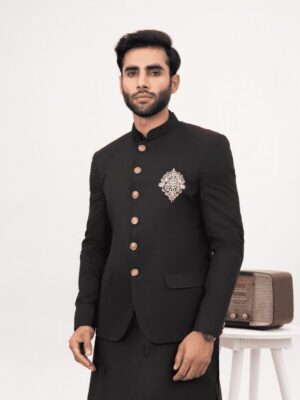 Black Embroidered Wedding Coat (Bunch)