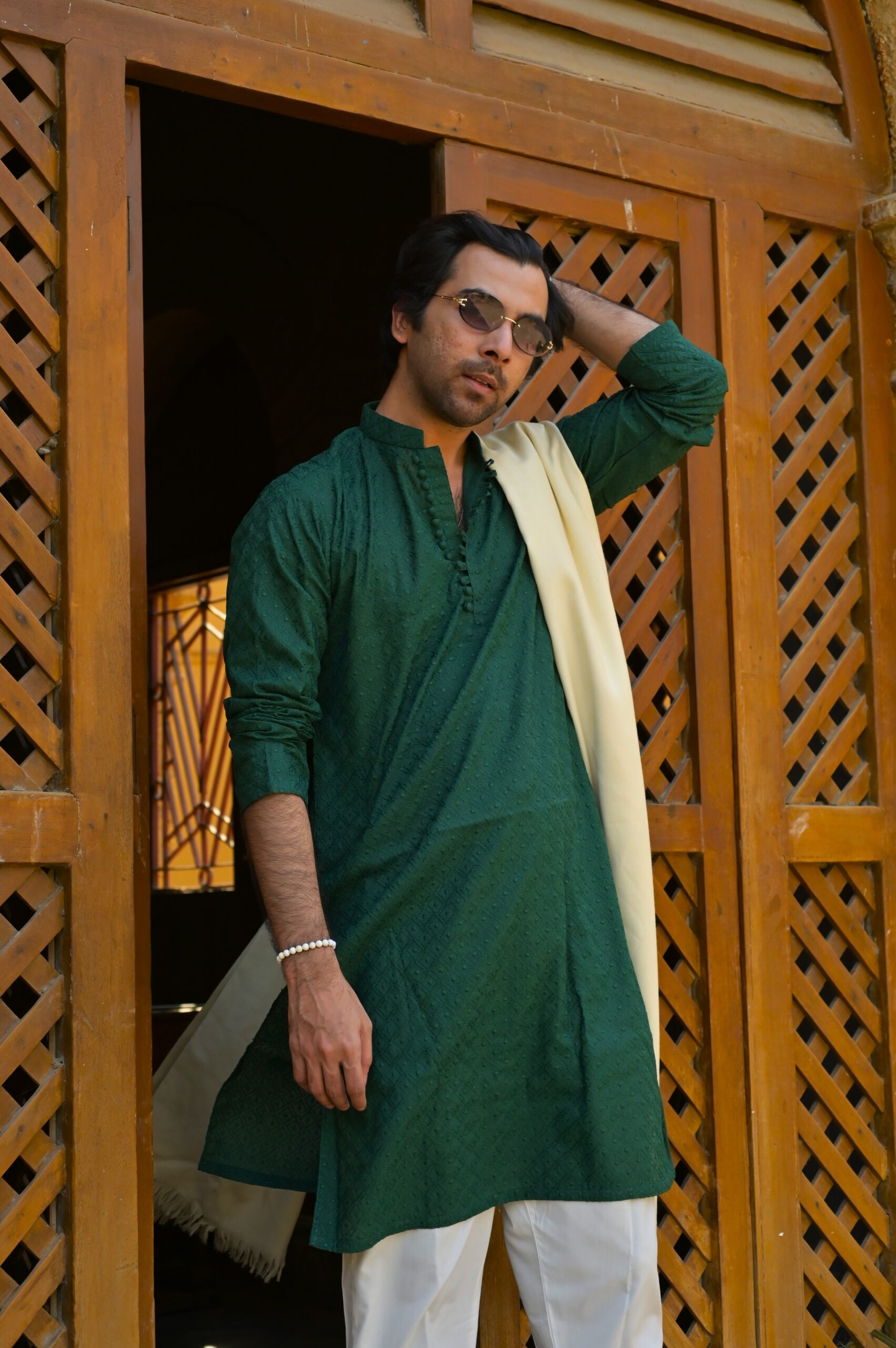 Enigmatic Chikankari Dark Green Kurti main image 1