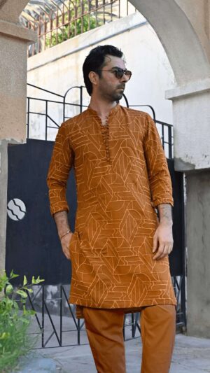 Elegant Mustard Embroidered Kurta Trouser for Weddings