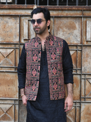 Black Multi Embroidered Waistcoat