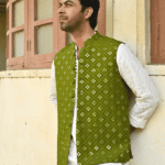 Leaf Green Multi Embroidered Waistcoat