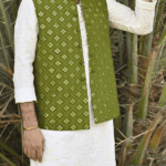 Leaf Green Multi Embroidered Waistcoat