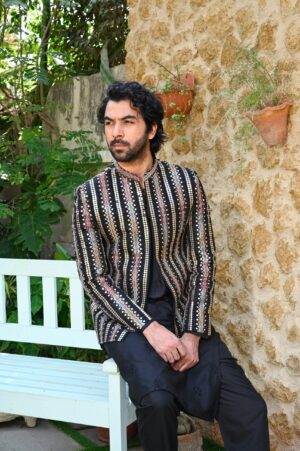Elegant Black Multi Sequin Jacket for Mehndi