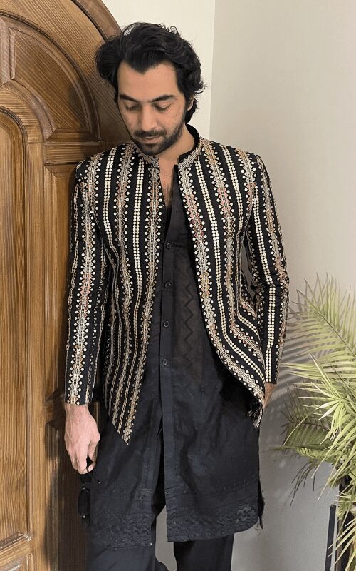 Elegant Black Multi Sequin Jacket for Mehndi - Image 2