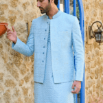 Ice-Blue Embroidered Prince Coat