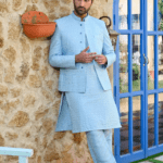 Ice-Blue Embroidered Prince Coat