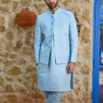 Ice-Blue Embroidered Prince Coat