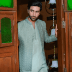Mint Green Self-Embroidered Prince Coat