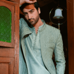 Mint Green Self-Embroidered Prince Coat