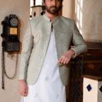 Sage Green Royal Embroidered Prince Coat