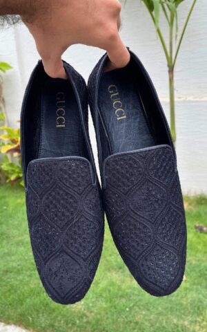 Black Embroidered Shoes For Wedding