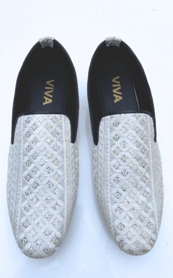 Off White Embroidered Shoes For Wedding - Image 3