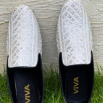 Off White Embroidered Shoes For Wedding