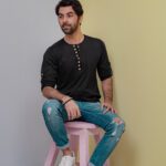 Black Cotton Short Kurta Shirt