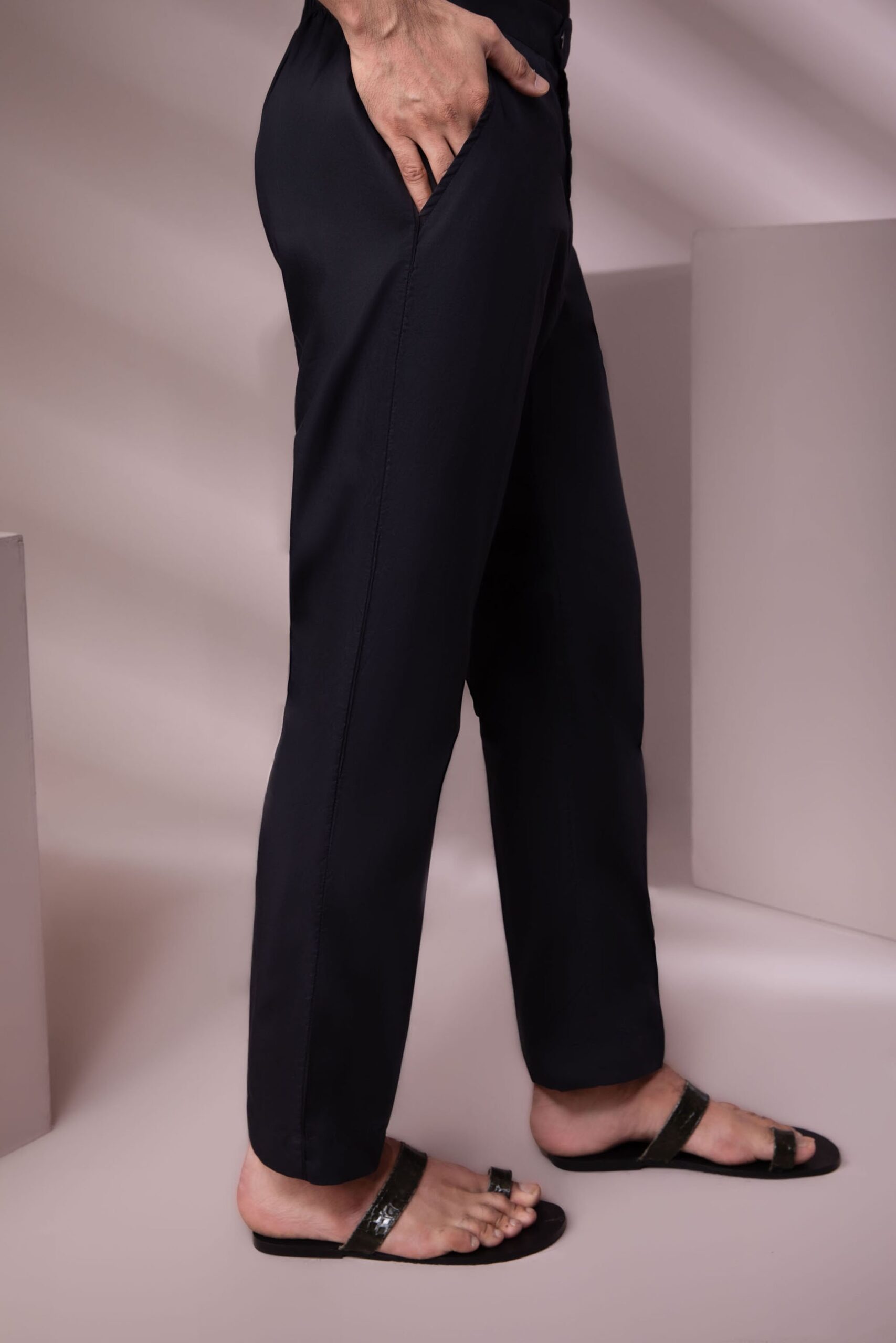 Black Straight Pant Trousers - Image 2
