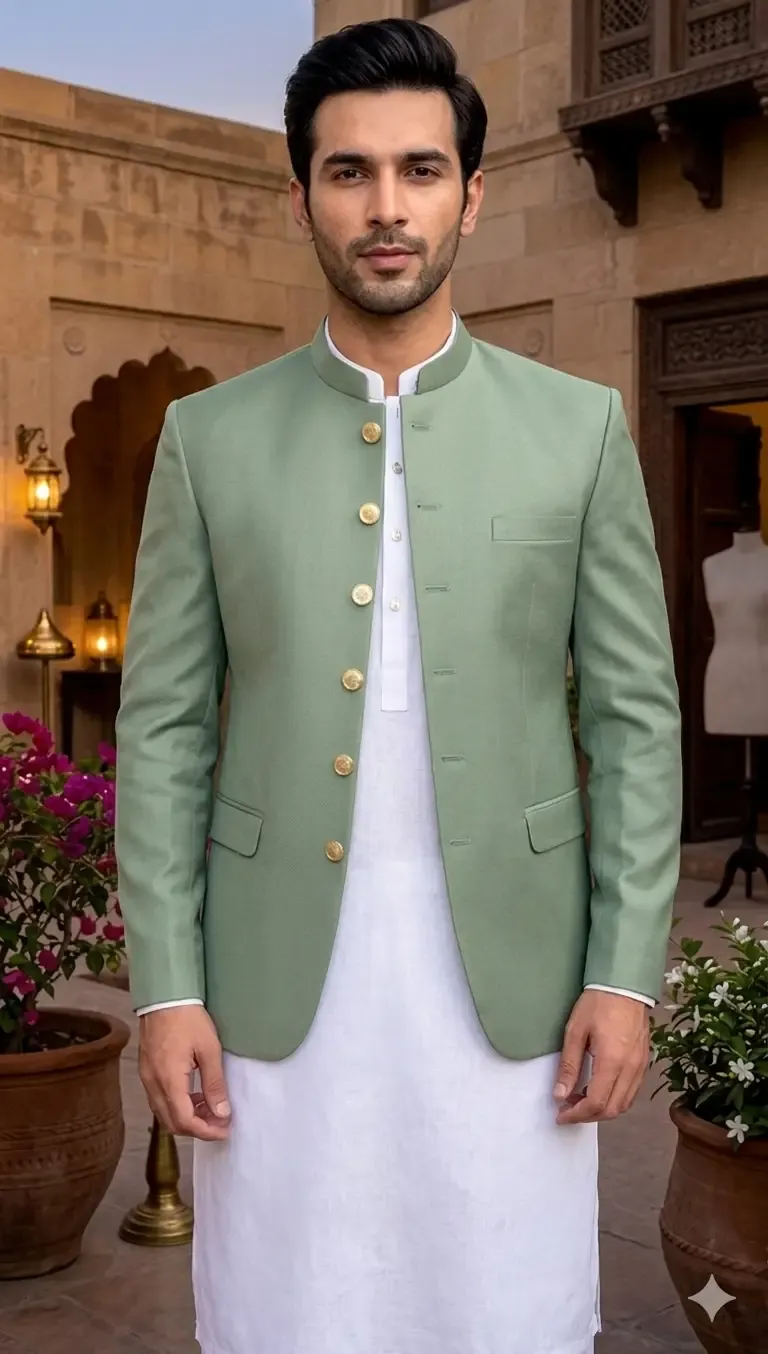 Mint Green Suiting Prince Coat