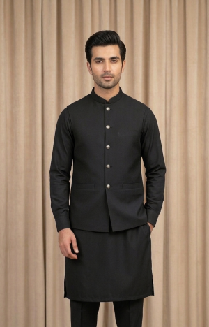Traditional Men's Waistcoat For Wedding - XL, Black
