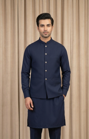 Traditional Men's Waistcoat For Wedding - L, Navy Blue