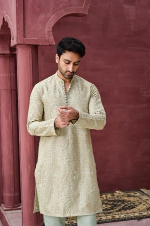 Sage Green Embroidered Kurta Trouser