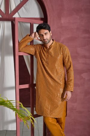 Mustard Embroidered Kurta Trouser